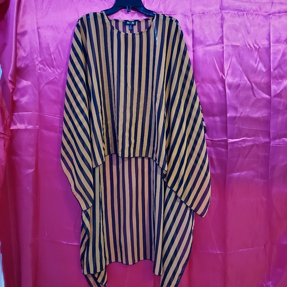 High-Low Sheer Striped Top
